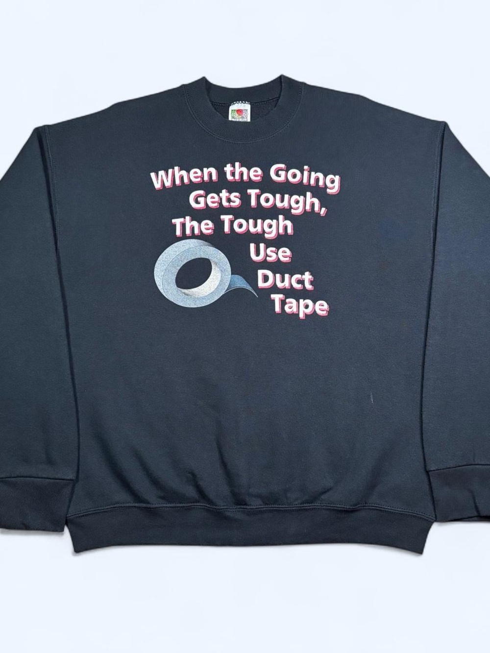 Vintage 90s Duct Tape Joke Crewneck Sweatshirt Fruit of the Loom Best USA Large